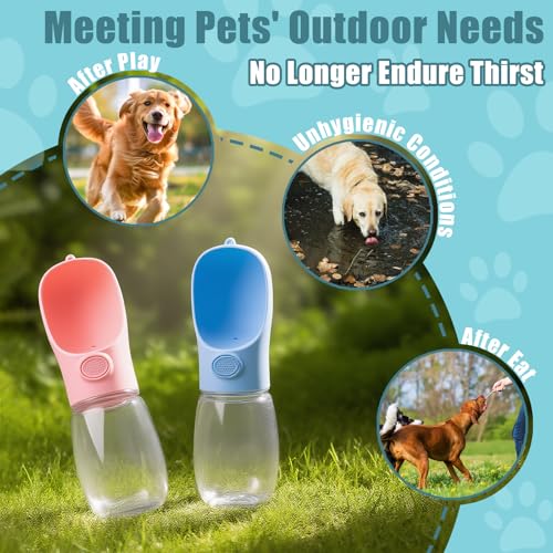 Bestac Pet Travel Water Bottle - Portable Dog&Cat Water Cup, One-Hand Operation, Lightweight & Leak-Proof, BPA-Free, Compatible with Most Gear, Ideal for Walking, Camping & Travel (Blue, 350ml) - size: 350ml