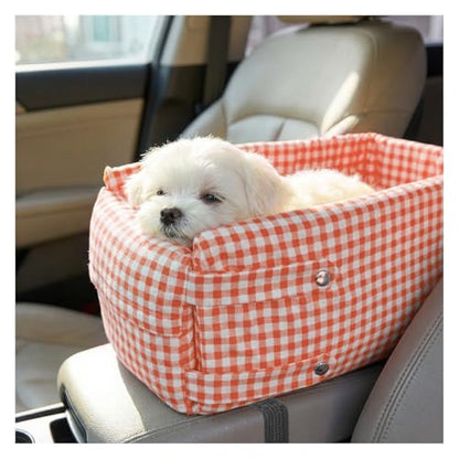 Craedli Center Console Dog Car Seat, Removable Car Armrest Box Pet Booster Seat with Safety Leash & Cushion, Washable Auto Interior Dog Carseat for Small Pets, Fit Most Cars (Pink) - color: Pink