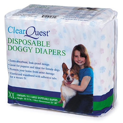 ClearQuest Disposable Doggy Diapers, Super Absorbent Leak-Proof Pet Diapers - size: X-Large