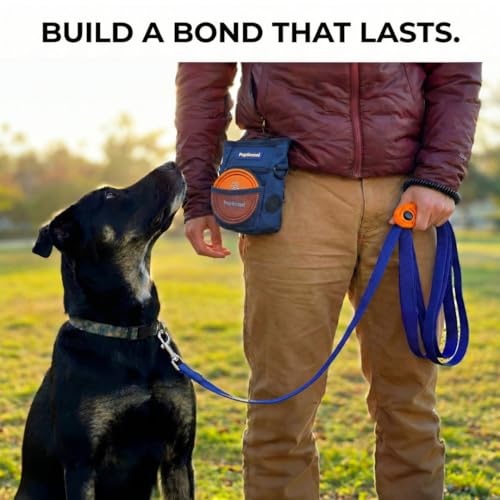Dog Training Kit & Puppy Starter Set with 30ft Long Leash – Complete Recall System w/Magnetic Treat Pouch, Clicker, Collapsible Bowl & Waste Bags – Professional Tools (Navy Blue) - color: Complete Recall System - Navy Blue