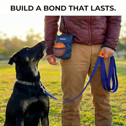 Dog Training Kit & Puppy Starter Set with 30ft Long Leash – Complete Recall System w/Magnetic Treat Pouch, Clicker, Collapsible Bowl & Waste Bags – Professional Tools (Navy Blue) - color: Complete Recall System - Navy Blue