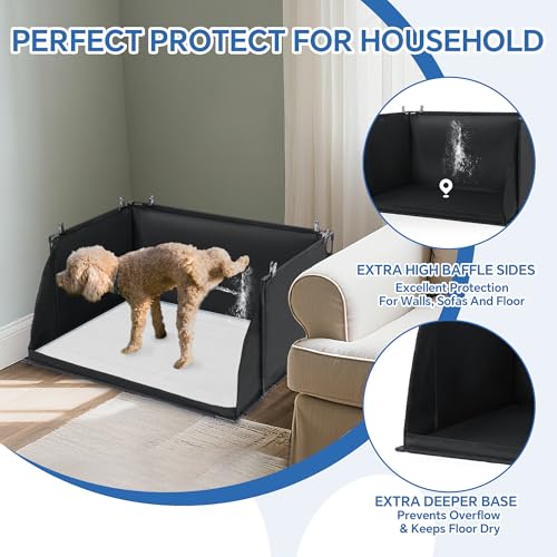 MABOZOO Dog Pee Pad Holder with High Walls, Foldable Dog Litter Box Potty Shields Indoor Potty for Small and Medium Pets, No Spill Pee Pad Holder Tray for Doggy Work (24x24x17.7 in). Patent Pending - size: 18x24x24in