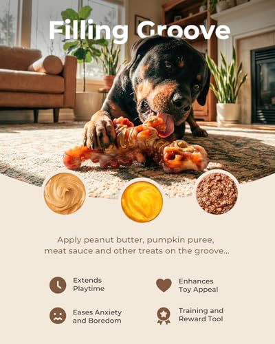 DinoBone 2-Pack Tough Dog Chew Toys for Aggressive Chewers, Rock-Hard Nylon Dinosaur Bones for Large Dogs 20–90 lbs, Almost Indestructible Dog Toys, Helps Redirect Destructive Chewing, Bacon Flavor