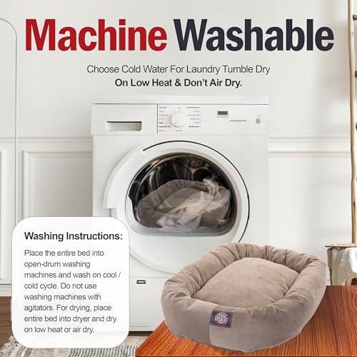 Majestic Pet 40 Inch Micro Velvet Calming Dog Bed Washable – Cozy Soft Round Dog Bed with Spine for Head Support - Fluffy Donut Dog Bed 40x29x9 (inch) – Round Pet Bed Large – Pearl - color: Pearl