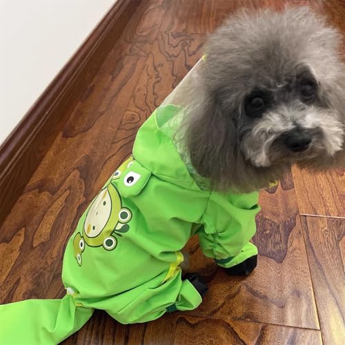 Dog Raincoat with Boots,Waterproof Dog Raincoats with Hood for Small Medium Large Dogs,Raincoat with Leash Ring (Green Frog, Small) - size: Small