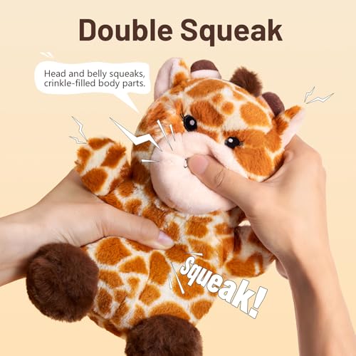 Soft Plush Giraffe Dog Toy for Small & Medium Dogs and Puppies – Dual Squeaker, Crinkle Comfort Toy for Gentle Chewers - style: Giraffe