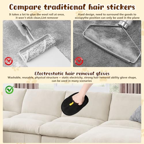 YIVANNUO Pet Hair Removal Glove for Cats & Dogs, 2025 Newly Upgraded Electrostatic Pet Hair Gloves, Reusable Pet Hair Remover Tool for Clothing, Couch, Carpet, Curtain