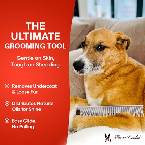 Warren London Carding Pro XL Comb 9in | Copper Grooming Comb with Dual-Length Teeth | Removes Undercoat, Loose Fur, and Dander | Groom like a Professional - style: Carding Pro XL