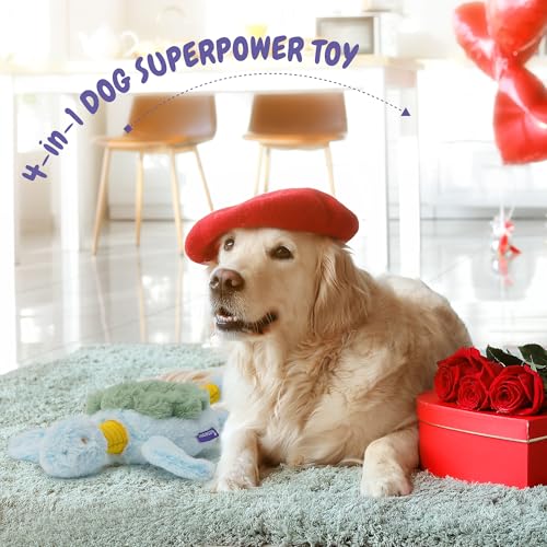 Fuzzwoof Squeaky Dog Toy, New 2025 Turtle Tug of War Crinkle Dog Toy, Tough Large Breed Interactive Stuffed Toy Trianing Fun to Keep Them Busy - style: Turtle