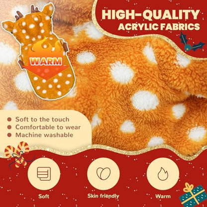 Christmas Dog Sweater with Hood Elk Costume Hoodie Soft Fleece Winter Warm Puppy Clothes for Small Dogs XS-XXL, Christmas Outfit for Cats & Dogs(Brown,Moose,Medium) - size: Medium
