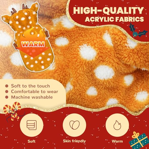 Christmas Dog Sweater with Hood Elk Costume Hoodie Soft Fleece Winter Warm Puppy Clothes for Small Dogs XS-XXL, Christmas Outfit for Cats & Dogs(Brown,Reindeer,X-Small) - size: X-small