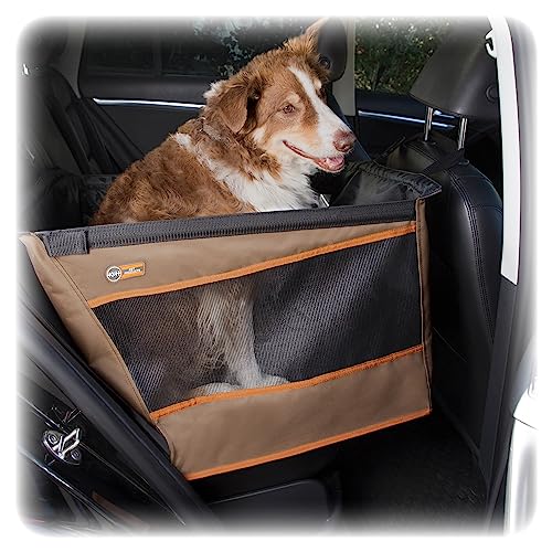 K&H Products Buckle N Go Dog Car Seat for Medium Dogs, Waterproof Fabric, Breathable Mesh Sides, Adjustable Seatbelt Leash, Pet Car Seat for Large Pets, Cover - 21 X 19 X 19in - color: Tan, size: Large 21 X 19 X 19 Inches