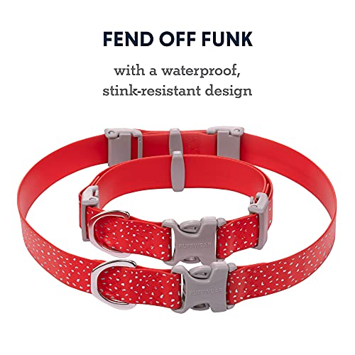 Ruffwear, Confluence Dog Collar, Waterproof Heavy Duty Quick Release Buckle, Odor-Resistant Easy Clean Adjustable TPU Webbing with & Silent ID Attachment, Red Sumac, 20"-26" - color: Red Sumac, size: 20"-26"