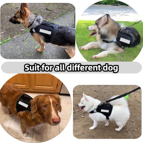 Dog Harness with Handle - No Pull Heavy Duty Dog Harness Reflective Vest for Medium Sized Dogs Tactical Training Walking, Easy Walk Harness Adjustable Removable Service Harnesses, L Black - color: Black, size: L