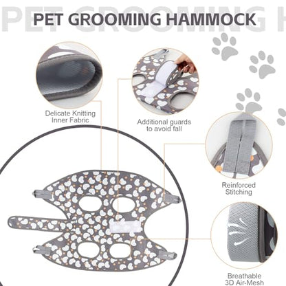 ATESON Dog Grooming Hammock for Medium/Large Dogs with Nail Clippers/Nail Trimmers, Dog Grooming Harness for Nail Trimming, Pet Grooming Sling Helper - size: L for Large Dogs 65LB