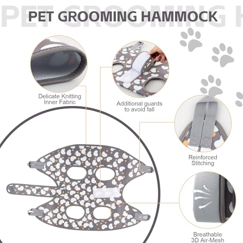 ATESON Dog Grooming Hammock for Small Dogs Cat, Dog Grooming Harness for Nail Trimming, Pet Grooming Hammock Sling for Cutting Nails with Nail Clippers, Nail File - size: XS for Cats & Tiny Dogs 20LB