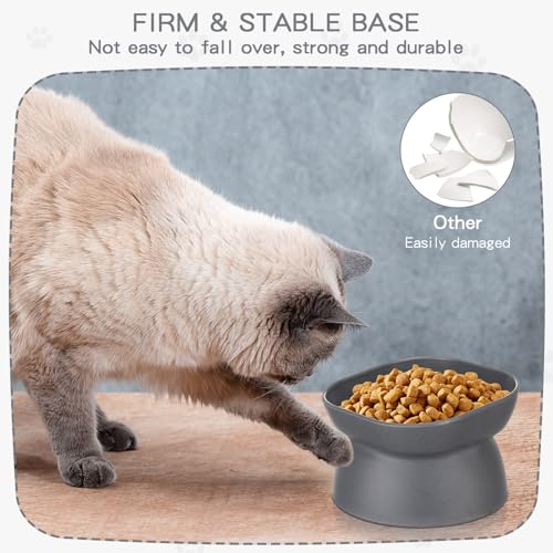 4 Pieces Plastic Tilted Elevated Cat Bowls Raised Cat Food Bowls Elevated Feeding Dish for Flat Faced Kitten Kitty Pets Supplies(White and Grey) - color: White and Grey
