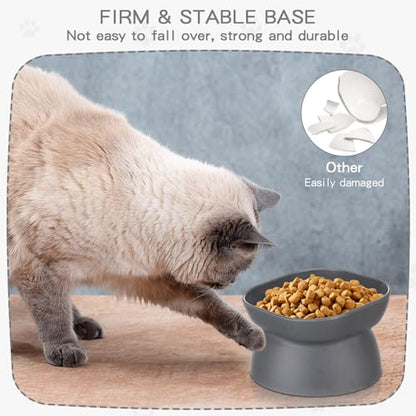 4 Pieces Plastic Tilted Elevated Cat Bowls Raised Cat Food Bowls Elevated Feeding Dish for Flat Faced Kitten Kitty Pets Supplies(White and Grey) - color: White and Grey