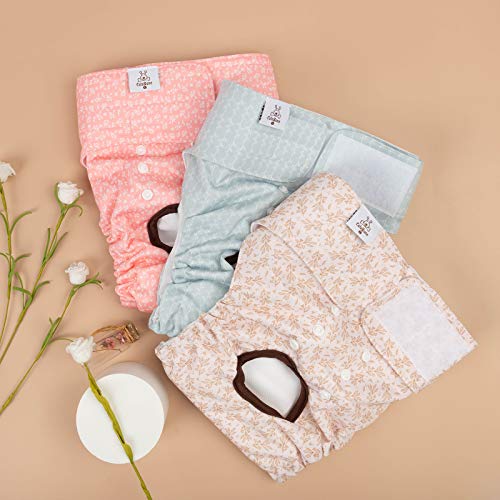 CuteBone Dog Diapers Female Washable Small Medium Large 3 Pack Reusable Doggie Diapers Puppy Period Pants for Doggy Heat Cycle Peeing - size: L