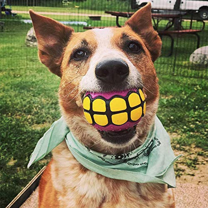 Dog Balls Toys - Squeaky Fetch Rubber Funny Ball Gifts for Large Medium Dogs (Pink Yellow) - color: Pink Yellow