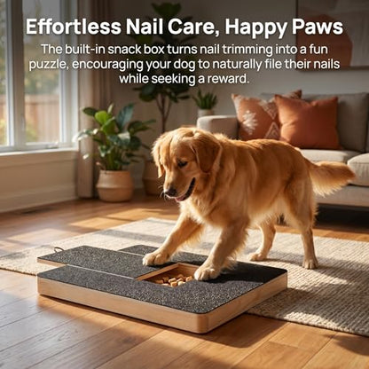 Dog Nail Scratch Board with Treat Drawer, Solid Wood Dog Scratch Pad, Stress-Free Nail File Board Alternative to Clippers & Grinders, with 2 Replaceable Sandpapers for Small Medium Large Dogs - size: 2 Repl Sandpaper