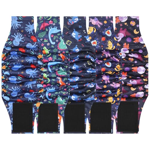 5 Pack Dog Diapers Male Reusable, Premium Belly Bands for Male Dogs, High Absorbing Male Dog Pee Wraps for Doggie in Incontinence or Excitable Urination and Training,Rabbit,XS - color: Octopus, size: XS
