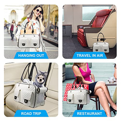 Soft-Sided Pet Travel Carrier Airline Approved for Pet Small Dog and Cat Collapsible, White Shiny Patent Leather - color: White