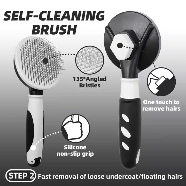 Dog Grooming Kit for Dogs at Home, 6-in-1 Pet Grooming Kit with Slicker Brush, Dematting Tool, Stainless Steel Comb, Nail Clipper for Dogs, Nail File & Bath Massage Glove