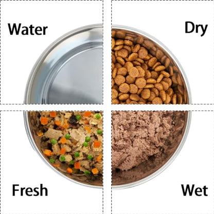 Deep Stainless Steel Non-Skid Dog and Food Bowls, Each Holds Up to 16 Cups - color: Blue&Roes Red, size: 12 Cup for Lager Pet