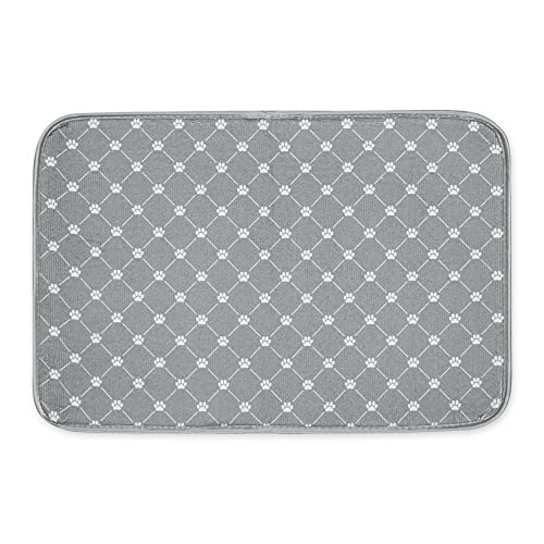 Bone Dry Machine Washable, Ultra Absorbent Pet Mat, 12x18, Gray Trellis Print - color: Gray Trellis Print, size: 12"L x 18"W