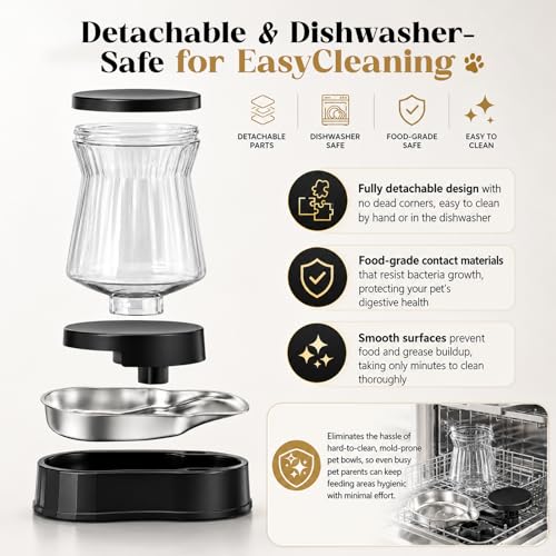 Automatic Dog Feeder Dispenser 3 Gallon/11L Gravity Stainless Steel Dog Food Feeder, BPA-Free Large Capacity Food Feeding Bowls for Medium & Large-Sized Dogs,Cats - size: 3 Gallon Feeder