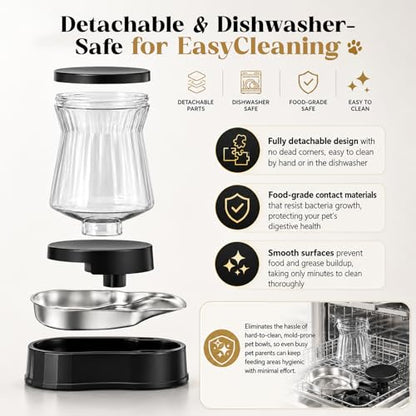 Automatic Dog Feeder Dispenser 3 Gallon/11L Gravity Stainless Steel Dog Food Feeder, BPA-Free Large Capacity Food Feeding Bowls for Medium & Large-Sized Dogs,Cats - size: 3 Gallon Feeder