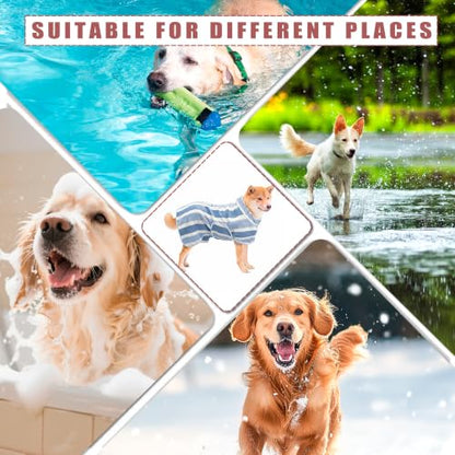 Fast Drying Dog Bathrobe, Super Absorbent Stripes Dogs Towel, Adjustable Warm Keeping Pet Puppy Bath Supplies (Blue, L) - color: Blue, size: L