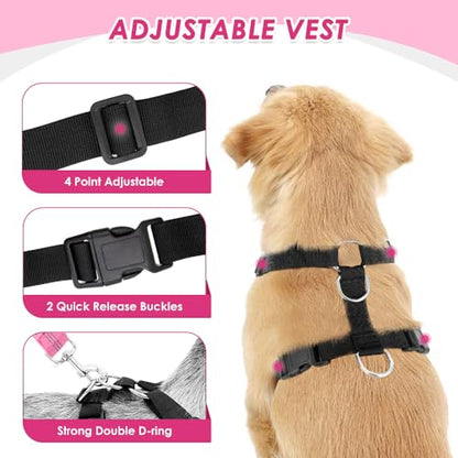 Lukovee Dog Car Harness Seat Belt, Adjustable Mesh Breathable Vest with Elastic Bungee Tether, Soft Padded 2-in-1 Safety Car Harness Seatbelt for Small Medium Large Dogs (A-Pink,XS) - color: A-Pink, size: X-Small