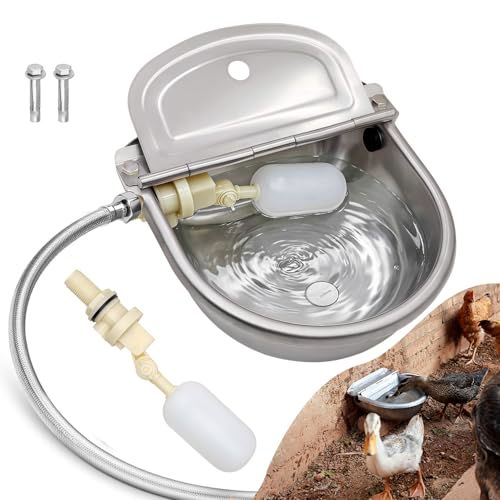 Automatic Water Dispenser for Dog Water Bowl Dispenser Large Size Stainless-Steel Waterer Feeder Self Filling Water Trough for Poultry and Livestock (Stainless Steel, Large) - color: Stainless Steel
