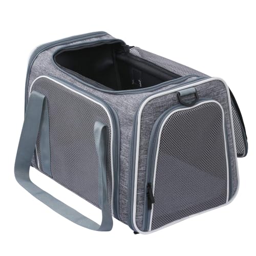 Cat Carrier - Soft-Sided Dog Pet Carrier, Portable Foldable Pet Bag up to 28 Lbs, Airline Approved Travel Puppy Carrier (Large, Light Grey) - color: Light Grey, size: 19.7"L x 12"W x 12"H
