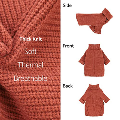 Fitwarm Thermal Knitted Dog Sweater Doggy Winter Coat Pet Clothes Doggie Turtleneck Jacket Puppy Outfits Cat Sweatsuit Red Small - color: Red, size: Small