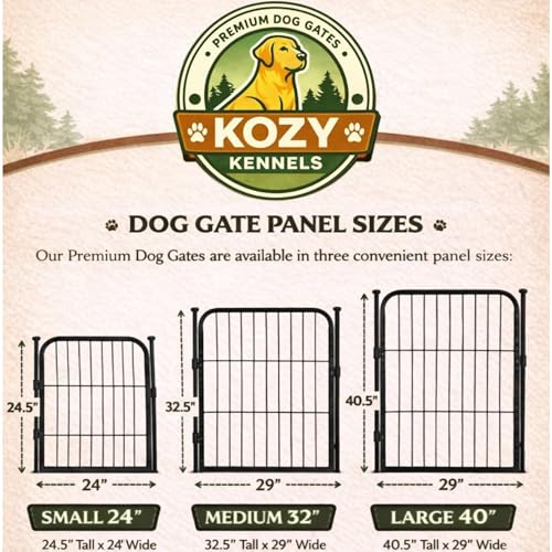 Extra Wide Adjustable Dog Gate w/Door – 32 inch Tall & Up to 214 Inch Wide 8 Panel Indoor Pet Barrier, Freestanding Heavy Duty Black Metal Fence for Small & Medium Dogs - size: 32 Inch