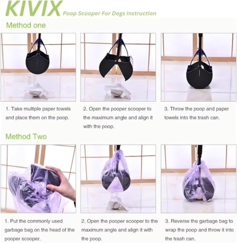 KIVIX 28" Pooper Scooper Pack of 2 Foldable Dog Poop Scoop with Unbreakable Material and Durable Spring - Easy to Use for Grass, Dirt, Gravel - color: BLUE & GREEN 2 pack