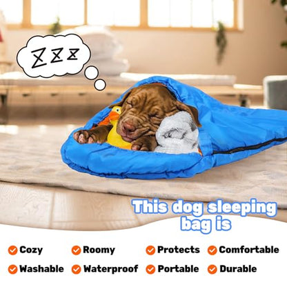 Lifeunion Dog Sleeping Bag with Storage Bag Waterproof Warm Packable Dog Bed for Travel Camping Hiking Backpacking (Blue) - color: Blue