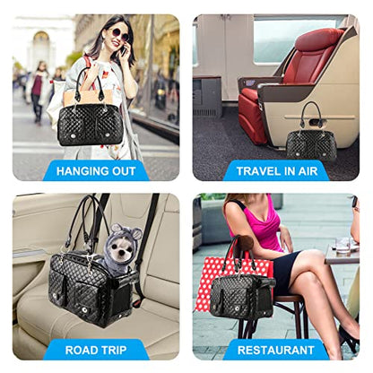 Soft-Sided Pet Travel Carrier Airline Approved for Pet Small Dog and Cat Collapsible, Black Shiny Patent Leather - color: Black