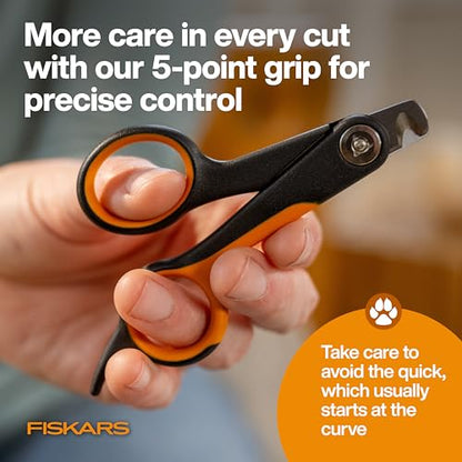 Fiskars Pet Small Pet Nail Clippers, Cat and Dog Nail Trimmers for Grooming, Pet Supplies with Precision Stainless Steel Blades & SoftGrip Handle, 4.25”, Orange/Black - size: Small