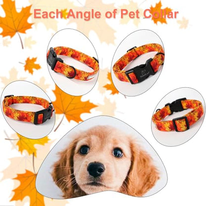 Fall Dog Collar, Gold Maple Leaves Pattern Fall Thansgiving Puppy Collar, Soft Adjustable Cotton Holiday Dog Collars for Small Medium Large Boy&Girl Dogs XS - color: Gold Maple Leaves, size: XS