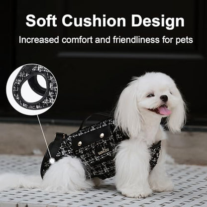 Wakytu Dog Lift Harness Dog Carrier Sling for Small Dogs & Cats,XS | stylish puppy sling carrier with handle & pocket,adjustable leash,walking & travel - color: 2.0 Black, size: X-Small(2-5 LBS)