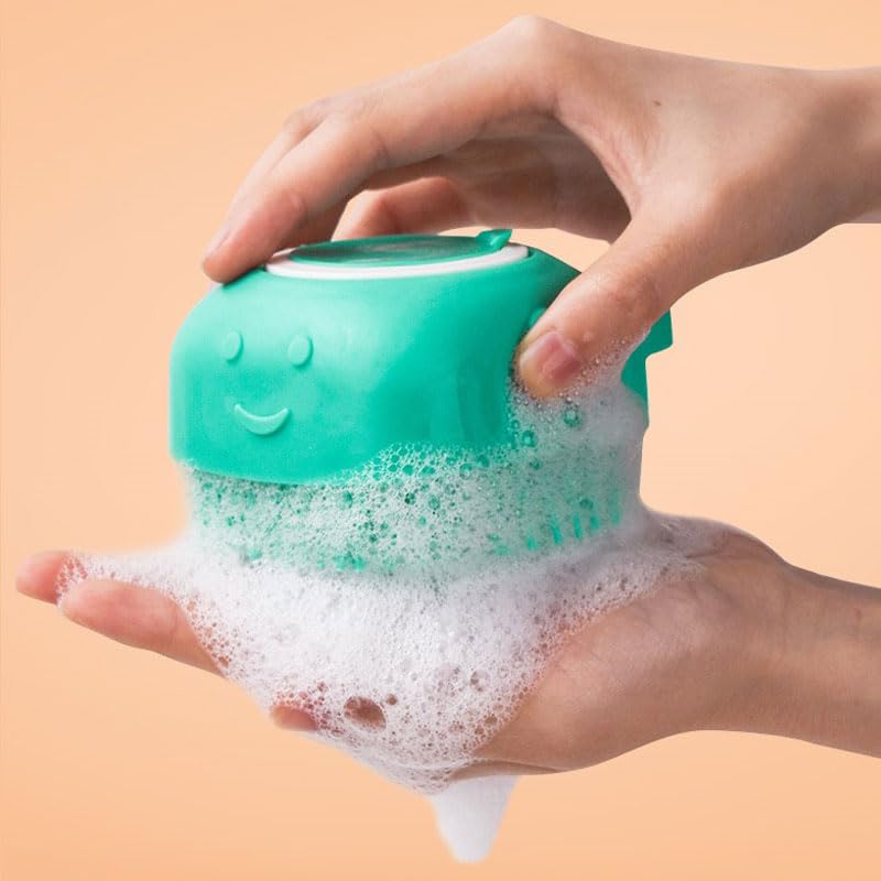 Dog Bath Brush with Soap Dispenser - Dog Shampoo Brush | Dog Scrubber for Bath | Dog Bath Brush Scrubber | Dog Shower/Washing Brush with Adjustable Ring Handle for Short & Long Hair