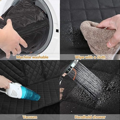 Dog Car Seat Cover, Back Seat Cover for Dogs Pet Car Seat Protector Waterproof Bench Car Seat Cover, Non-Slip Reat Seat Cover fits Middle Armrest for Most Cars Trucks SUVs - Black(1 Pack)