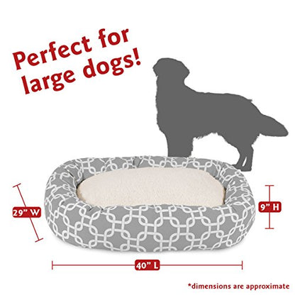 Majestic Pet 40 Inch Links Sherpa Calming Dog Bed Washable – Cozy Soft Round Dog Bed with Spine for Head Support - Fluffy Donut Dog Bed 40x29x9 (inch) – Round Pet Bed Large - GRAY - color: Gray, style: 40 in.