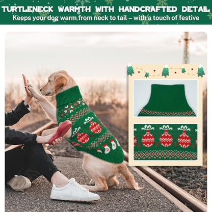 QBLEEV Christmas Dog Sweater for Large Dogs – Soft Acrylic Knit Dog Pullover for Large Breed Winter Wear – Sleeveless Big Pet Holiday Outfit - XL Turtleneck Sweatershirt Dress Girl Boy