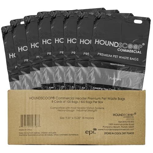 800 Count Pull-Strap Header Pet Waste Bags, 8 Header Packs of 100 Bags, Dog Waste Station Bags for HOA, Residential, XL and Strong, Easy Single Pull for Poop Station Dispensers - size: 1 Count (Pack of 800)