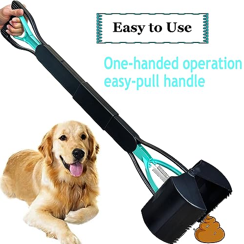 ienjoyed 32" Tall Pooper Scooper, Large Pooper Scooper for Dogs Heavy Duty, Dog Pooper Scooper with Long Handle & High Strength Durable Spring, Foldable Dog Poop Pick Up (Bottom Seamless) - size: 32-inch(Bottom Seamless)